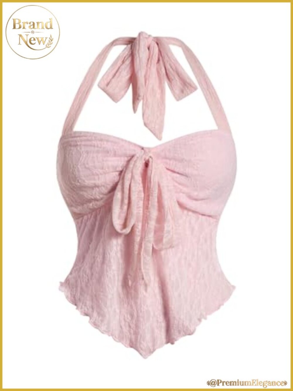 Lace Halter Backless Top Tie Front Bow Crop Top